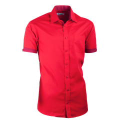 Červená košile slim fit kombinovaná Aramgad 40336